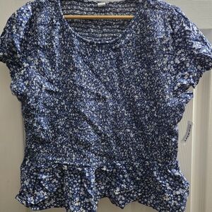 Old Navy Navy Blue Floral Blouse